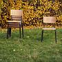 Stackable school chair with brown steel legs