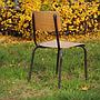 Stackable school chair with brown steel legs