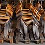 Stackable school chair with chromed steel legs