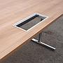 Folding table with chromed steel legs and laminated tabletop with cable hole by Howe (L. 107 or 145 cm)