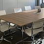 Folding table with chromed steel legs and laminated tabletop with cable hole by Howe (L. 107 or 145 cm)