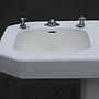 Pedestal double bathroom sink in ceramic