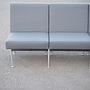 3 seats bench with steel legs and grey fabric