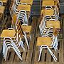 Stackable school chair with chromed tubular steel legs