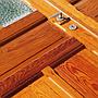 Quatruple door with transom in varnished solid pine with glass panels (H. 390 cm x W. 266 cm) - Right