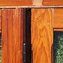 Quatruple door with transom in varnished solid pine with glass panels (H. 390 cm x W. 266 cm) - Right