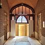 Double door in varnished solid pine with hammered glass panels from Opwijk monastery (H. 227 cm x W. 152 cm) - Right