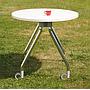 Office table on castors with oval laminated table top