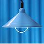 Hanging light in blue enameled steel by Elco Lite (ca. 1970) (⌀ 37,5 cm)