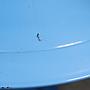 Hanging light in blue enameled steel by Elco Lite (ca. 1970) (⌀ 37,5 cm)