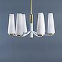 Chandelier in brass with textured glass shades