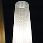 Chandelier in brass with textured glass shades