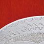 Large tabletop in laminated plywood with etched metallic ornaments