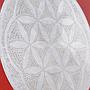 Large tabletop in laminated plywood with etched metallic ornaments