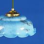 Hanging light with blue glass diffuser