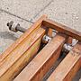 Serving hatch in varnished oak by Christophe Gevers from the Générale de Banque (various lengths)