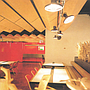 Ceiling module in oak plywood by Christophe Gevers from the Générale de Banque (L. 197 cm)