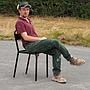 Stackable chair 'CH–07 A' in black square tubular steel by Ateliers J&J