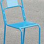 Stackable chair 'CH–05 A' in blue tubular steel by Ateliers J&J
