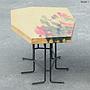 Heptagonal dining table in beech plywood and wrought iron by Lionel Jadot (various shapes)
