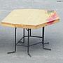 Heptagonal dining table in beech plywood and wrought iron by Lionel Jadot (various shapes)