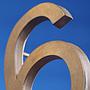 Floor number '6' in solid bronze by Jules Wabbes from the Générale de Banque