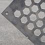 Radiator cover in perforated steel by Jules Wabbes from the Générale de Banque (110 x 51 cm)