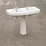 Double pedestal bathroom sink in grey ceramic by de Sphix