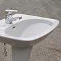 Pedestal bathroom sink in grey glazed ceramic by Vitrilux