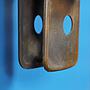 Double door handle with round keyhole in sand-cast bronze by Jules Wabbes from the Générale de Banque - Fixed (Left)