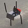 Black stackable chair by Pierre-Emmanuel Vandeputte - Low backrest (with various coloured corners)
