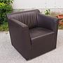 Armchair flat grain leather - dark brown