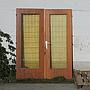 Double door in wood with textured glass panels (H. 202.5 cm x (W. 81 cm + 77.5 cm)) – Left