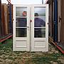 Wooden double door with textured glass panels (H. 204 cm x W. 147 cm) - Right