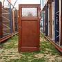 Varnished wooden door with hammered glass panel (H. 204 cm x W. 92,5 cm) - Right