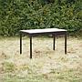 Table with grey laminated tabletop and steel base from KU Leuven (120 x 60 cm) - Round edges