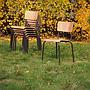 Stackable school chair with brown steel legs