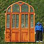 Quatruple door with transom in varnished solid pine from Opwijk monastery (H. 390 cm x W. 266 cm) - Right
