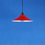 Hanging light with red enameled steel shade