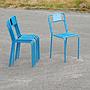 Stackable chair 'CH–05 A' in blue tubular steel by Ateliers J&J
