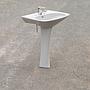 Pedestal bathroom sink in grey glazed ceramic by Vitrilux
