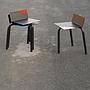 Black stackable chair by Pierre-Emmanuel Vandeputte - Low backrest (with various coloured corners)